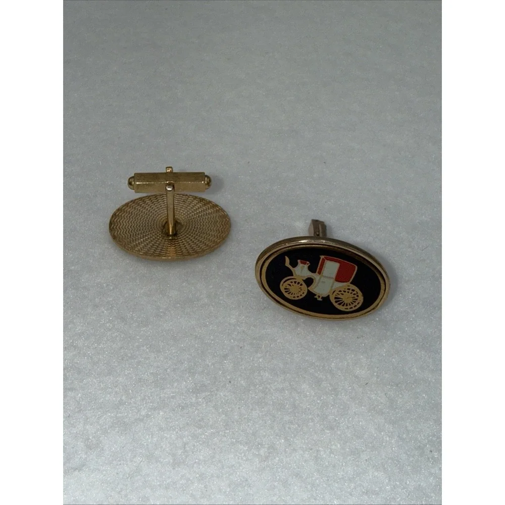 Antique Carriage Black‎ Enamel Cufflinks